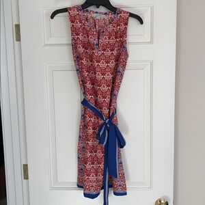 LOFT Floral Red and Blue sleeveless dress